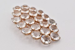 Vintage Clear Rhinestone Bezel Crystal Cluster Brooch Heavy Statement 60s BinBK