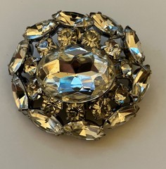 Vintage Jewelry Brooch Lot 6pc Signed AJC Silver Tone Rhinestone AB Wreath Pin