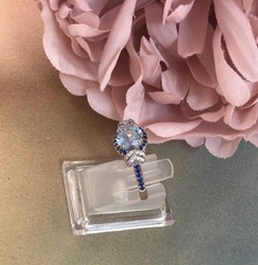 Vintage Jewellery Rose Gold Ring Aquamarine Sapphires Diamonds Antique Jewelry