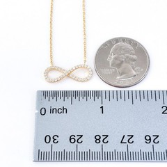Vintage Sterling Silver 925 Gold Tone Cubic Zirconia Infinity Necklace 16”-18”