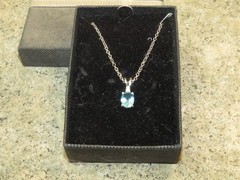 Vintage Blue Stone Silver Tone Necklace w/ Case