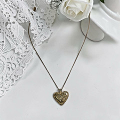Vermeil 925 Sterling Silver Diamond Cut Open Design Puffy Heart Pendant Necklace