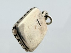 Vintage Sterling Silver Blue Moonstone Rectangular Cabochon Pendant Charm .75 In