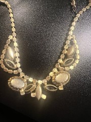 Vintage Champagne Rhinestone Choker Molded Art Glass & Crystal 50s Hollywood