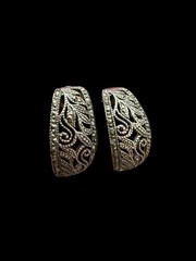 925 Silver Marcasite Floral Scrollwork Stud Earrings Vintage