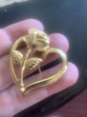 RDC Heart & Rose Goldtone Brooch