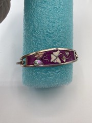 Pick (1)Mexico Silver Abalone Inlay Tension Cuff Bracelet-Black,Purple, or Pink