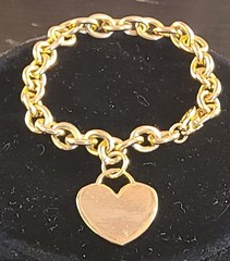 Vintage Cookie Lee Bracelet 7″ Gold Tone Chain Heart Charm Minimalist Jeweley