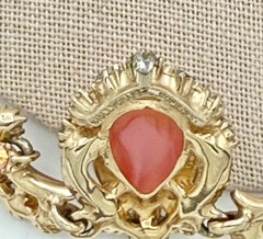 Vintage 50’s Hollycraft set Moonglow glass pink ab crystals lavalier neckla