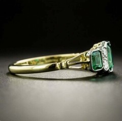 Art Deco Ring 2.90 Ct Emerald And Lab-Created Diamond 925 Sterling Silver Ring
