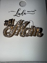 Rhinestone #1 Mom Brooch, Gold Tone Mother’s Day Gift Or Just A Gift Brand New