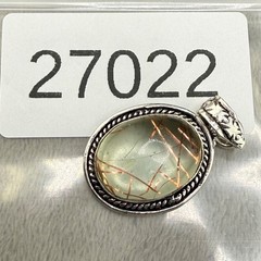 Vintage Rutilated Quartz Pendant Silver Tone Clear Resin and Tinsel