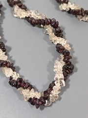 Vintage Red Garnet Clear Rock Crystal Quartz Twist Necklace 26 in