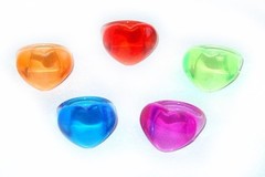 1980s ACRYLIC HEART RINGS Colorful Lucite Sz 5 NEW OLD STOCK Vintage Kidcore