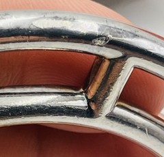 Hermes Paris Vintage French Sterling Silver H Cuff Bracelet