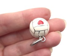 Brighton Volleyball with Red Heart Enamel Sports Love Charm Pendant