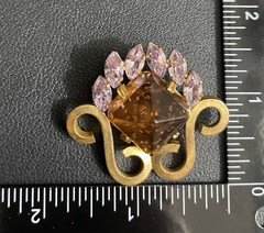 Antique Art Deco Czech Brooch “Glow” Lilac Rhinestones Trombone Clasp c1920s