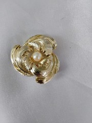 Marboux Marcel Boucher Vintage Leaf Brooch Silver Toned with Faux Pearl