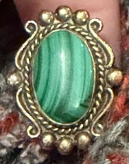 Absolutely Beautiful Vintage Malachite 12k GP Gold Ring Unique Pattern