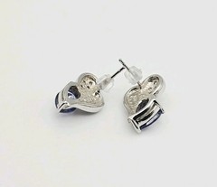 Sterling Silver 1.50ct TW Tanzanite, Opal & CZ Post Back Earrings