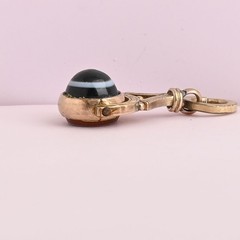 Antique Victorian Bullseye Agate Spinner Yellow Gold Filled Fob Charm Pendant