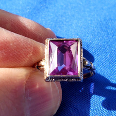 Original Amethyst European Deco Engagement Ring Vintage Solitaire SOLID 10K GOLD