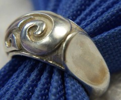 Vintage Swirl Bar Top 0.925 Sterling Silver Comfort sides Band Ring size 8