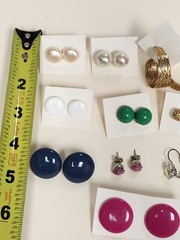 Earrings Mixed Lot Of 13 Pairs Pierced Various Colors
