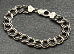 Marked Sterling 925 Italy Untested Double Link Chain Thick Heavy Chunky Bracelet