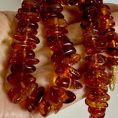 Vintage Natural Baltic Amber Necklace 18,5″ Polished Cognac Nugget Beads