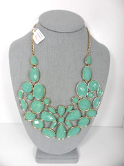 Icing Bib Necklace Seafoam Green Cabochons Pear Oval Marquise MSRP $22.50 NWT