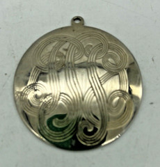 Vintage Love Medallion Necklace 1970s 1980s Silver Tone