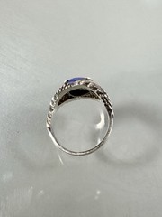 Vintage 925 Sterling Silver Lapis Detailed Grape Vine Leaf Design Ring Size 7.5