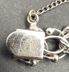 VINTAGE STERLING SILVER CHARM BRACELET Champagne Hat Barrel Grad 32 G 7” J13