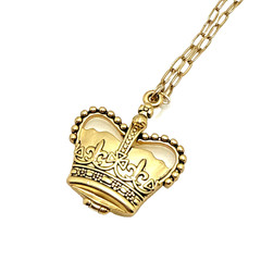 Vintage Maximal Art John Wind Crown Locket Necklace Gold Tone Signed 16″-18″