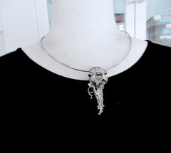 2.44 INCHES STUDIO STERLING BRUTALIST BROOCH w STONES