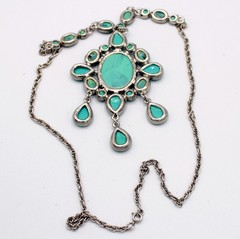 Vintage JULIANA D&E Southwestern Faux Turquoise Cabochon Necklace Book IIJJ#889