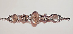 Antique Style Art Deco Silver Tone Filigree Pink/Purple Cabochon jewelry Set