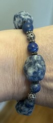 Vintage JTV sodalite Gemstone pewter beaded bracelet size average 7