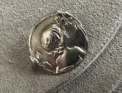 Vintage Art Nouveau 800 Silver Repousse Girl Floral Brooch