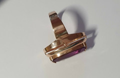 Beautiful USSR Vintage Original 583/ 14K Rose Gold amethyst stone Ring 8.44g
