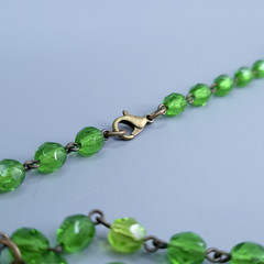 Green Necklace 18” Vintage Glass Czech Beads Women`s Jewelry Art Deco Style