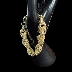 Graziano Gold Tone Rope Chain Bracelet Chunky Statement Vintage Adjustable Glam