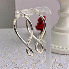 Vintage Designer 925 Sterling Silver Twist Tube Drop Dangle Earrings, 1.25″