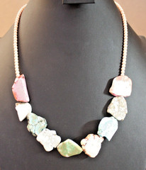 Vintage Dyed Howlite/ Magnesite Pastel Statement Necklace 20″