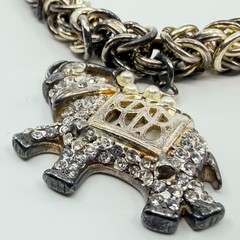 Crystal Elephant Pendant Bracelet Silver Tone Chain Boho Festival Layering Gift