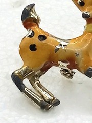 Vintage Mid Century Enamel DEER Brooch, Reindeer Scatter Pin 1940s To The 1960s