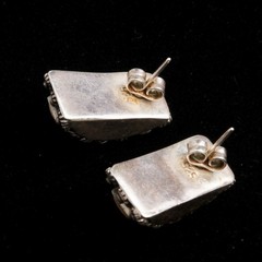 3 Pairs Vintage Sterling Silver & Gemstone Earrings for Pierced Ears Post Back