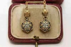 Round Moissanite 14K Yellow Gold Plated Vintage Dangle Engagement Women Earrings
