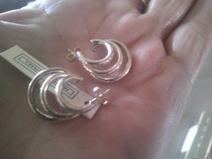 Vintage Avon Sterling silver triple hoop pierced earrings